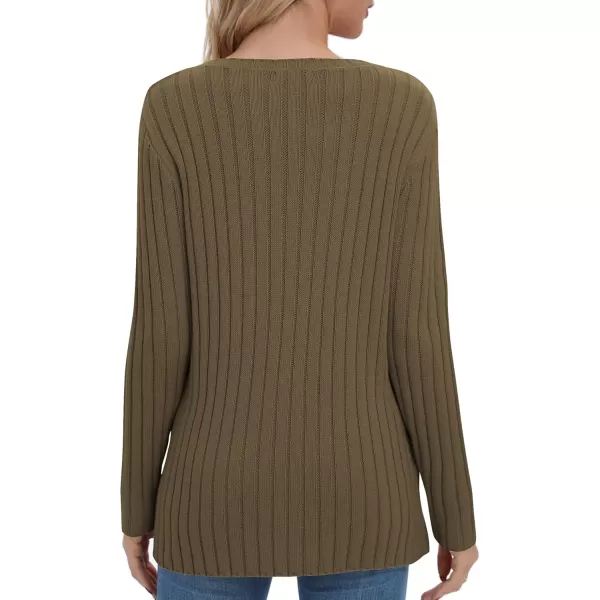 Urban CoCo Womens Long Sleeve Crewneck Tops 2024 Spring Tunic Sweatshirt Casual Knitted Sweater Pullover Tee ShirtsOlive