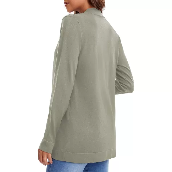 Urban CoCo Womens Long Sleeve Knit Sweater Cardigans Curved Hem Open Front with PocketsKhaki