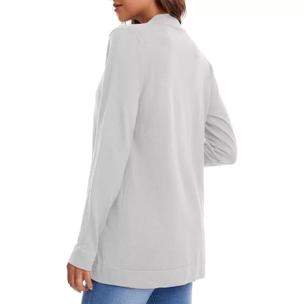 Urban CoCo Womens Long Sleeve Knit Sweater Cardigans Curved Hem Open Front with PocketsLight Grey
