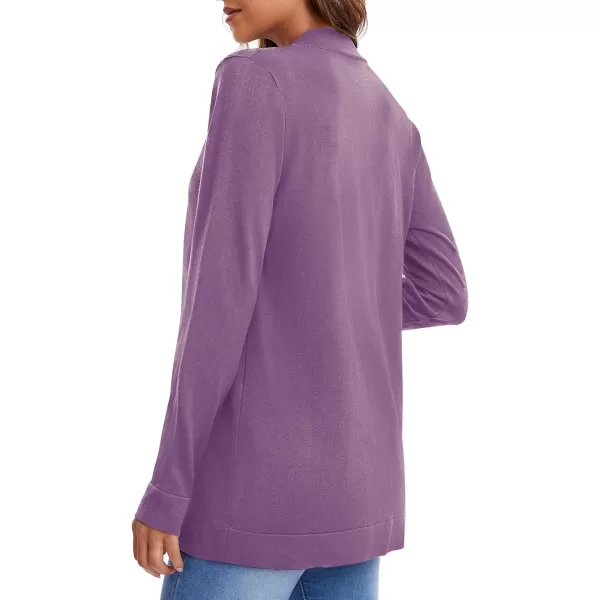 Urban CoCo Womens Long Sleeve Knit Sweater Cardigans Curved Hem Open Front with PocketsLight Purple