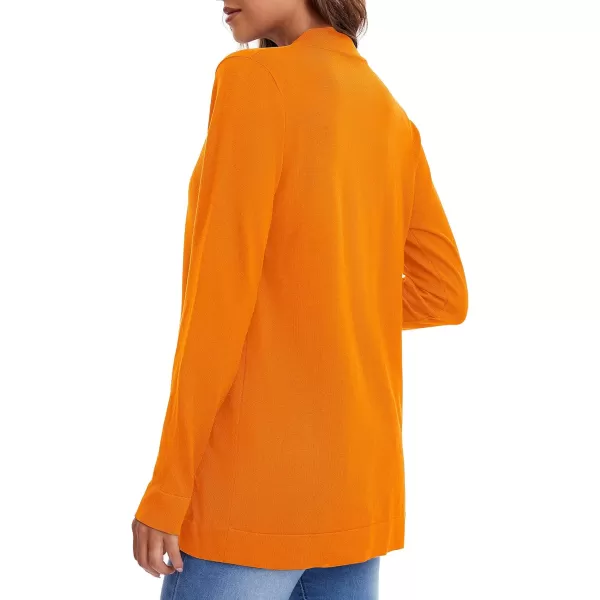 Urban CoCo Womens Long Sleeve Knit Sweater Cardigans Curved Hem Open Front with PocketsOrange