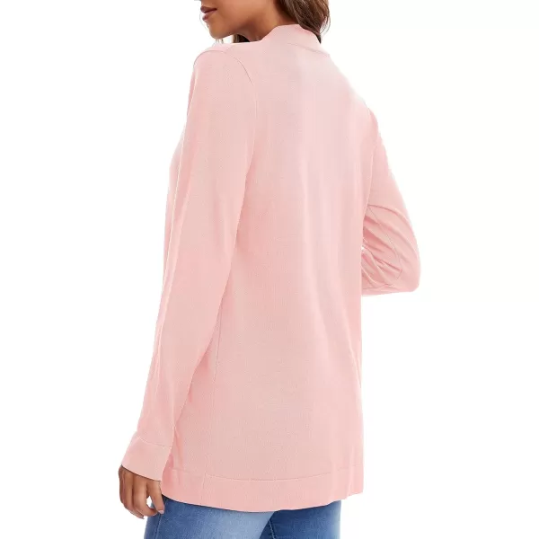 Urban CoCo Womens Long Sleeve Knit Sweater Cardigans Curved Hem Open Front with PocketsPink