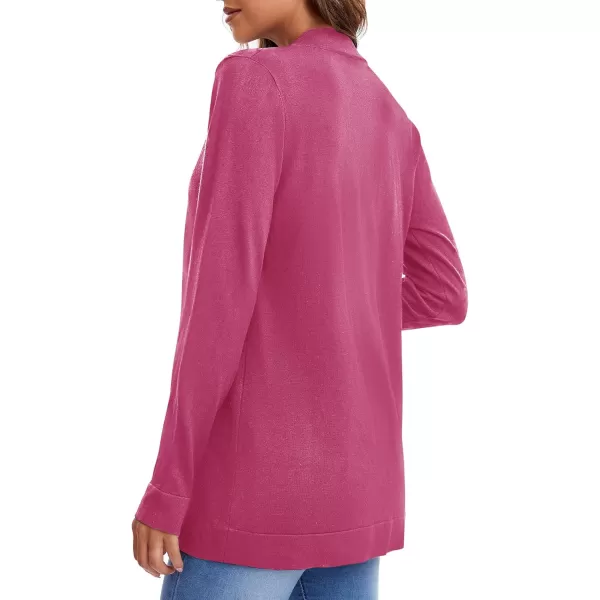 Urban CoCo Womens Long Sleeve Knit Sweater Cardigans Curved Hem Open Front with PocketsRose