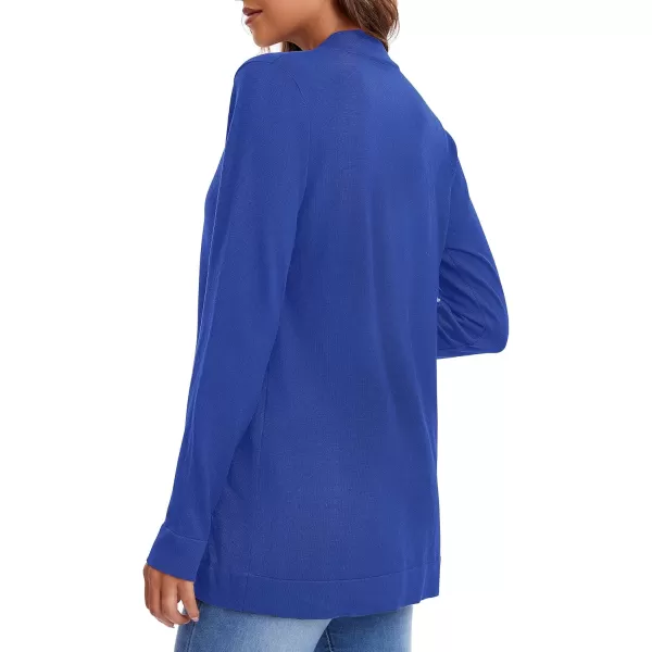 Urban CoCo Womens Long Sleeve Knit Sweater Cardigans Curved Hem Open Front with PocketsRoyal Blue