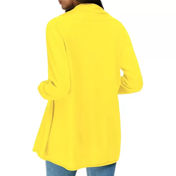 Urban CoCo Womens Long Sleeve Open Front Casual Thin CardiganLemon Yellow