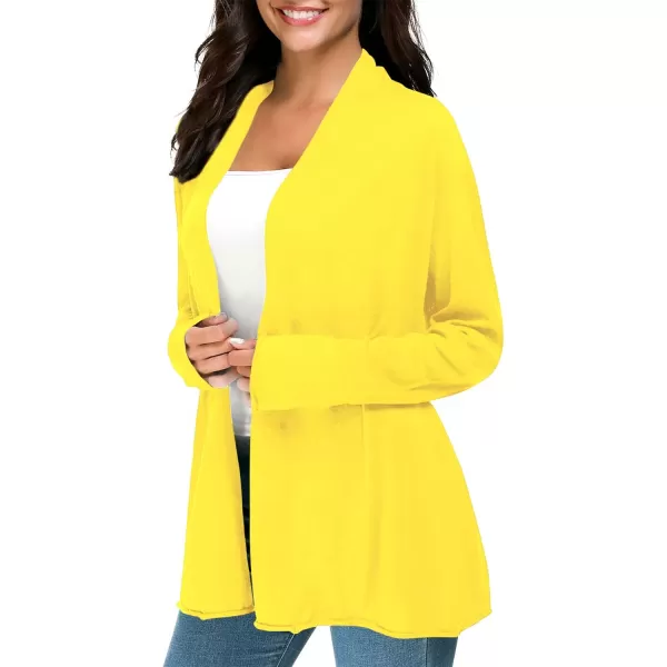 Urban CoCo Womens Long Sleeve Open Front Casual Thin CardiganLemon Yellow