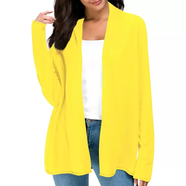 Urban CoCo Womens Long Sleeve Open Front Casual Thin CardiganLemon Yellow