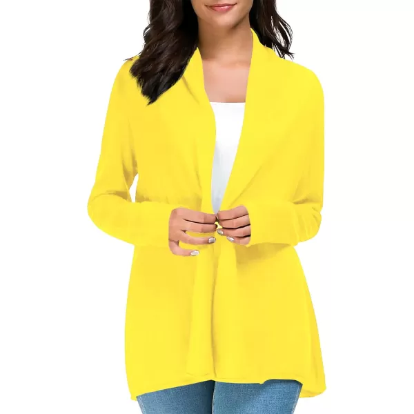Urban CoCo Womens Long Sleeve Open Front Casual Thin CardiganLemon Yellow