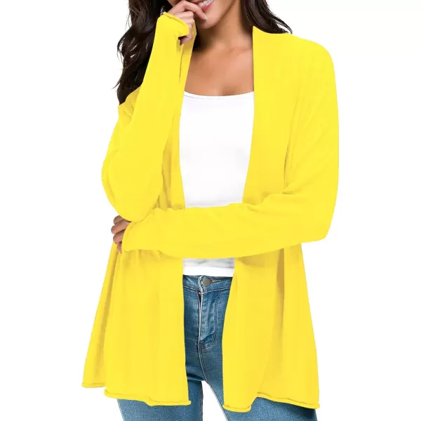 Urban CoCo Womens Long Sleeve Open Front Casual Thin CardiganLemon Yellow