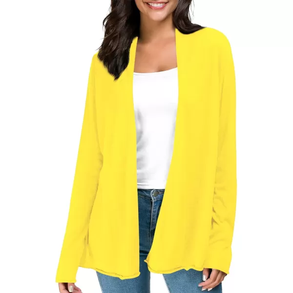 Urban CoCo Womens Long Sleeve Open Front Casual Thin CardiganLemon Yellow