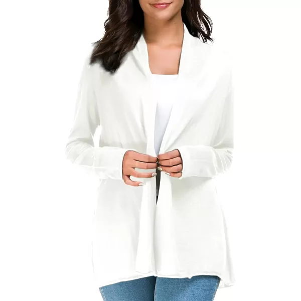 Urban CoCo Womens Long Sleeve Open Front Casual Thin CardiganOffwhite