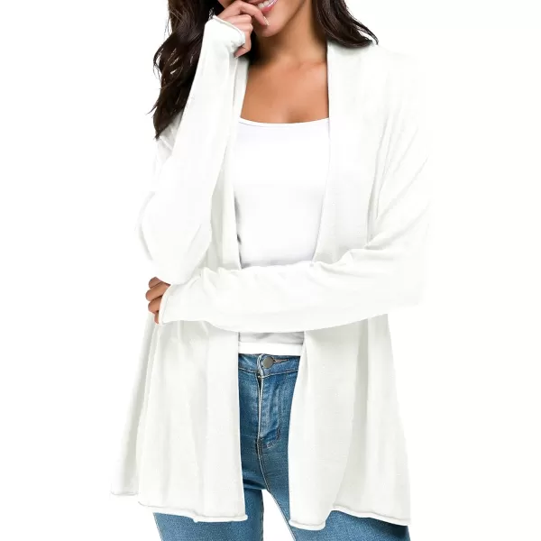 Urban CoCo Womens Long Sleeve Open Front Casual Thin CardiganOffwhite