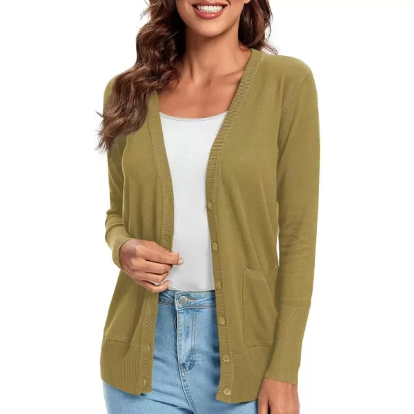 Urban CoCo Womens Lightweight Long Sleeve Knit Dressy Cardigan with Pockets Button Down Sweater BlazersKahki