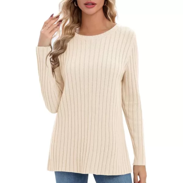 Urban CoCo Womens Long Sleeve Crewneck Tops 2024 Spring Tunic Sweatshirt Casual Knitted Sweater Pullover Tee ShirtsApricot