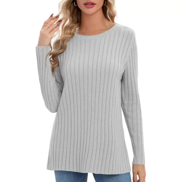Urban CoCo Womens Long Sleeve Crewneck Tops 2024 Spring Tunic Sweatshirt Casual Knitted Sweater Pullover Tee ShirtsLighy Grey