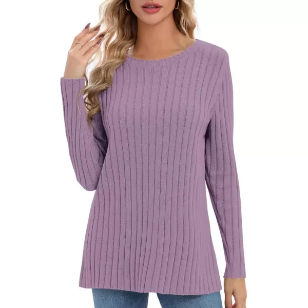 Urban CoCo Womens Long Sleeve Crewneck Tops 2024 Spring Tunic Sweatshirt Casual Knitted Sweater Pullover Tee ShirtsPink Apricot