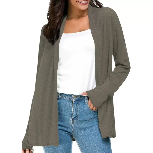 Urban CoCo Womens Long Sleeve Open Front Casual Thin CardiganCoconut