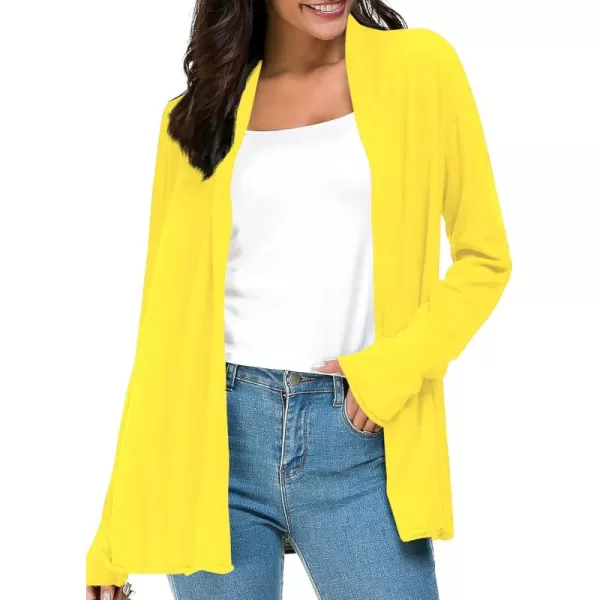 Urban CoCo Womens Long Sleeve Open Front Casual Thin CardiganLemon Yellow