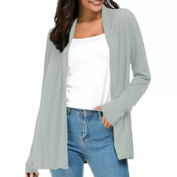 Urban CoCo Womens Long Sleeve Open Front Casual Thin CardiganLight Grey