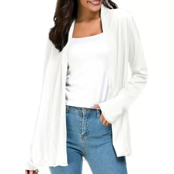 Urban CoCo Womens Long Sleeve Open Front Casual Thin CardiganOffwhite