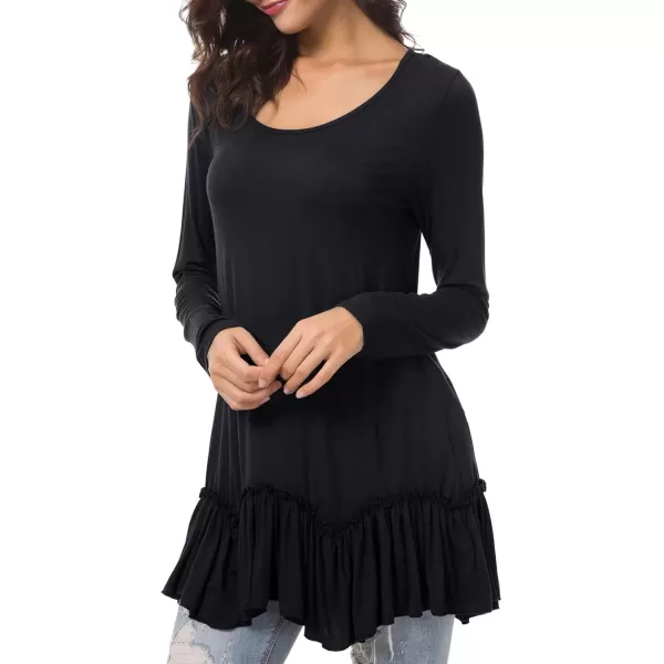 Urban CoCo Womens Casual Tshirt Solid Long Sleeve Tunic TopsBlack