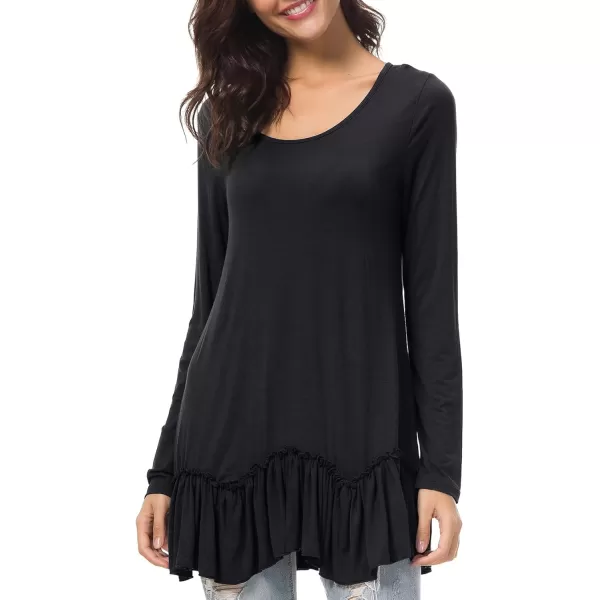 Urban CoCo Womens Casual Tshirt Solid Long Sleeve Tunic TopsBlack