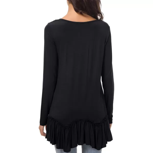 Urban CoCo Womens Casual Tshirt Solid Long Sleeve Tunic TopsBlack