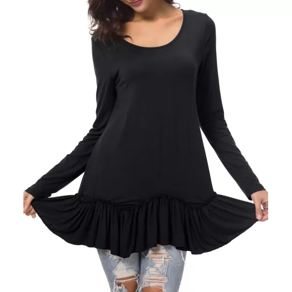 Urban CoCo Womens Casual Tshirt Solid Long Sleeve Tunic TopsBlack