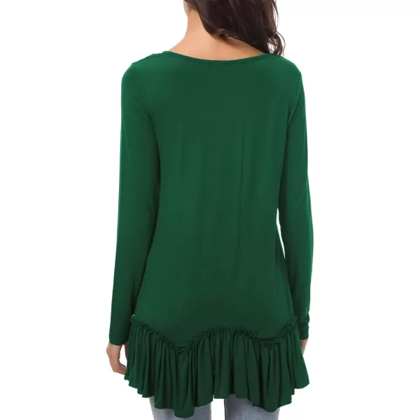 Urban CoCo Womens Casual Tshirt Solid Long Sleeve Tunic TopsDark Green