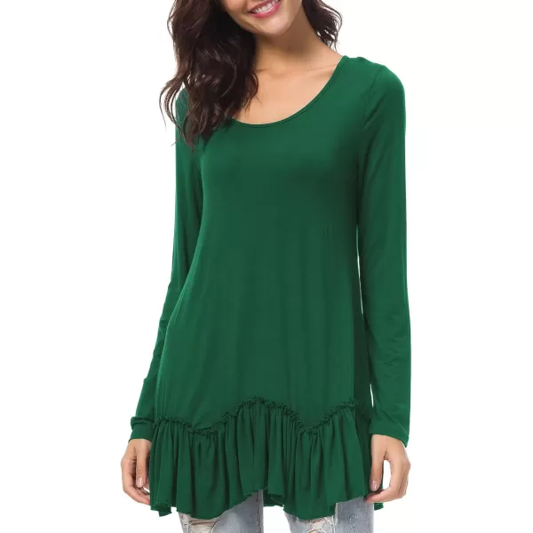 Urban CoCo Womens Casual Tshirt Solid Long Sleeve Tunic TopsDark Green