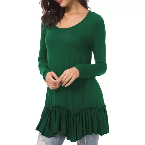 Urban CoCo Womens Casual Tshirt Solid Long Sleeve Tunic TopsDark Green