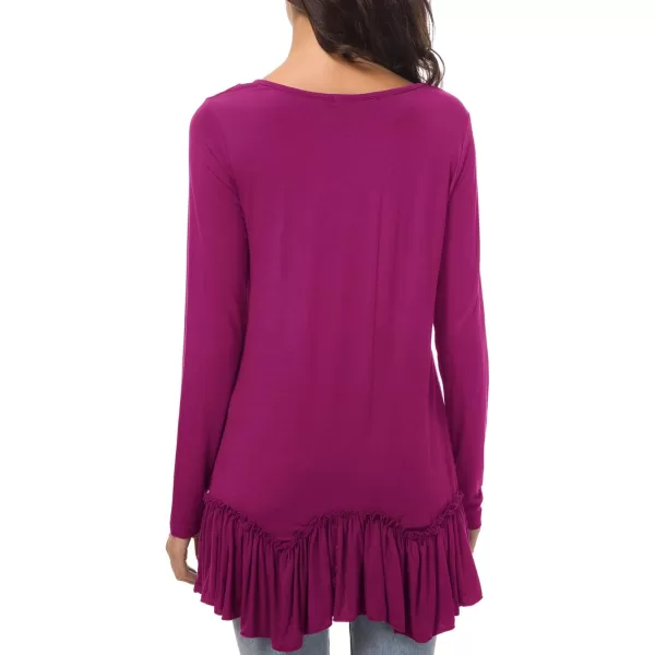 Urban CoCo Womens Casual Tshirt Solid Long Sleeve Tunic TopsFushia Rose