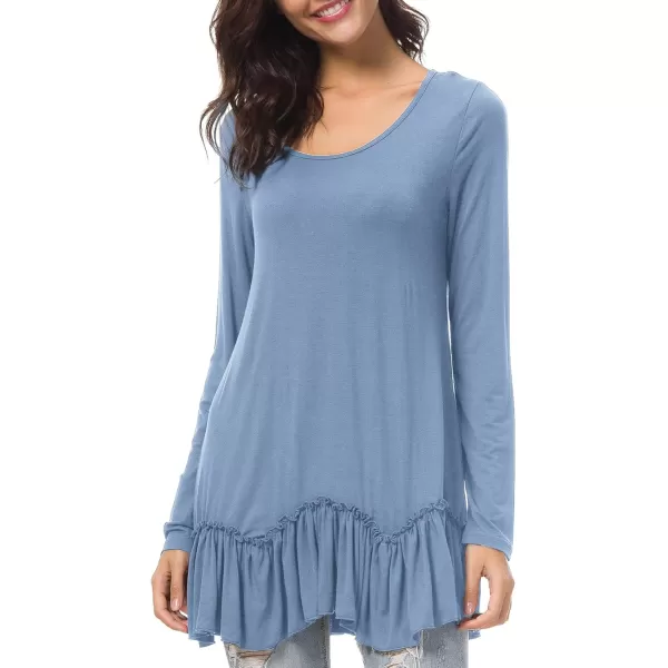 Urban CoCo Womens Casual Tshirt Solid Long Sleeve Tunic TopsGreyish Blue
