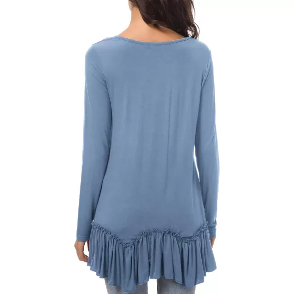 Urban CoCo Womens Casual Tshirt Solid Long Sleeve Tunic TopsGreyish Blue