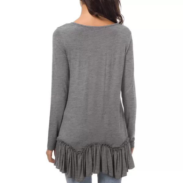 Urban CoCo Womens Casual Tshirt Solid Long Sleeve Tunic TopsHeather Gray