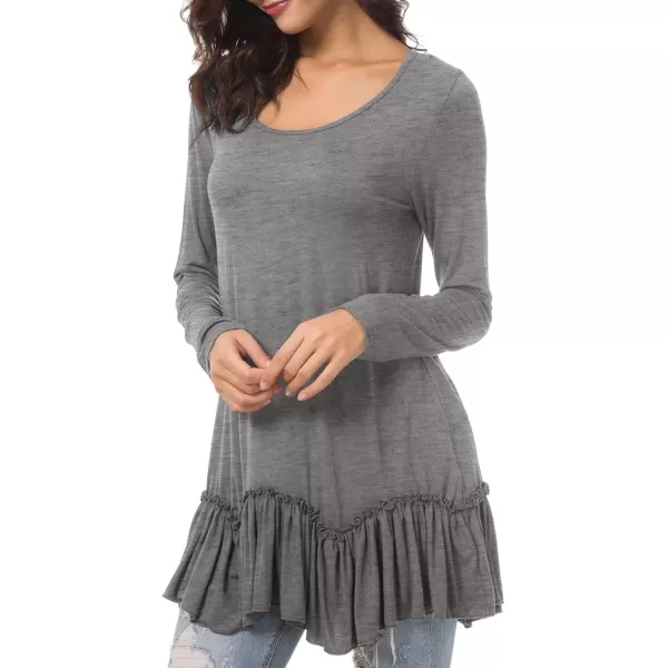 Urban CoCo Womens Casual Tshirt Solid Long Sleeve Tunic TopsHeather Gray