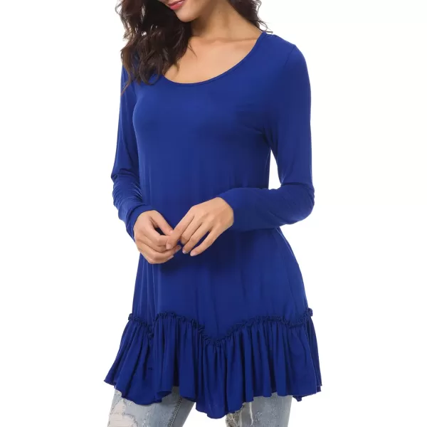 Urban CoCo Womens Casual Tshirt Solid Long Sleeve Tunic TopsRoyal Blue