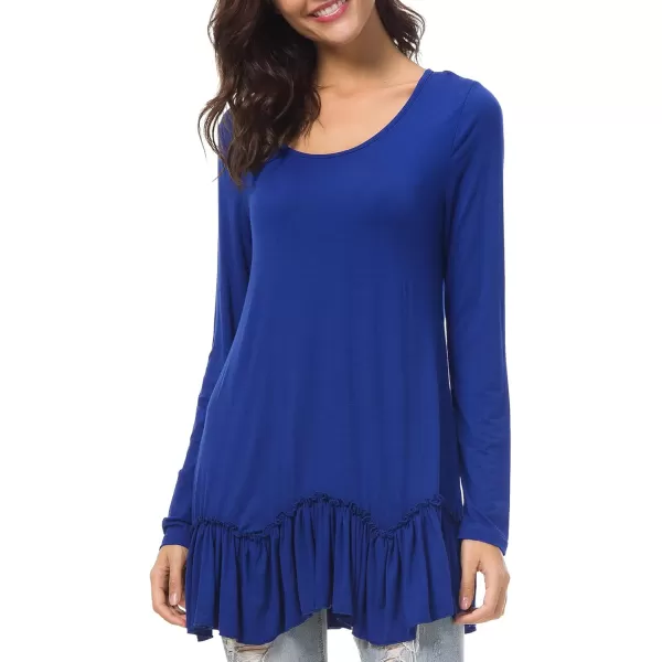 Urban CoCo Womens Casual Tshirt Solid Long Sleeve Tunic TopsRoyal Blue
