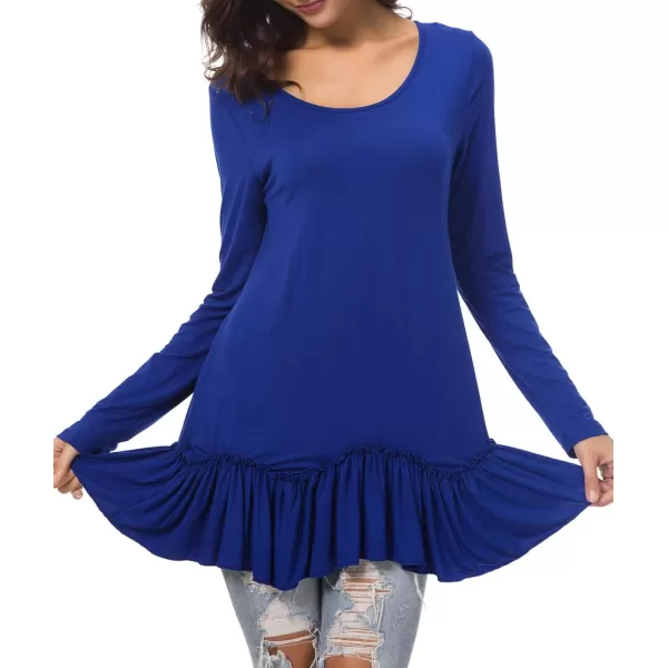 Urban CoCo Womens Casual Tshirt Solid Long Sleeve Tunic TopsRoyal Blue