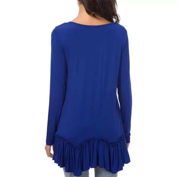 Urban CoCo Womens Casual Tshirt Solid Long Sleeve Tunic TopsRoyal Blue