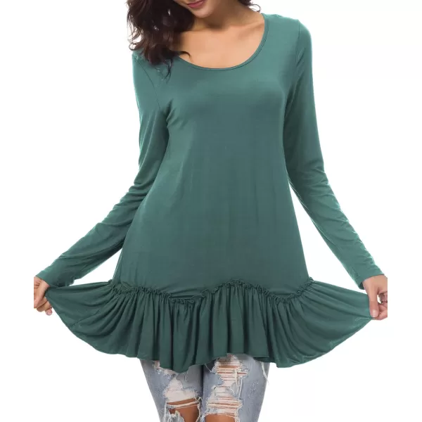 Urban CoCo Womens Casual Tshirt Solid Long Sleeve Tunic TopsSmoke Green