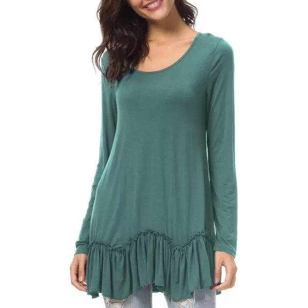 Urban CoCo Womens Casual Tshirt Solid Long Sleeve Tunic TopsSmoke Green