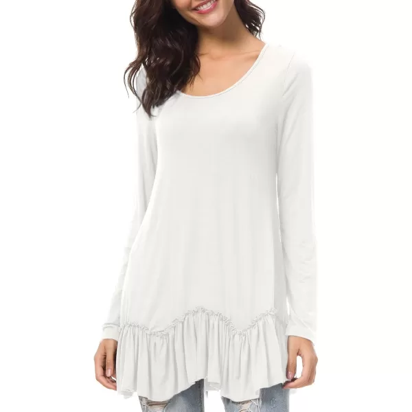 Urban CoCo Womens Casual Tshirt Solid Long Sleeve Tunic TopsWhite