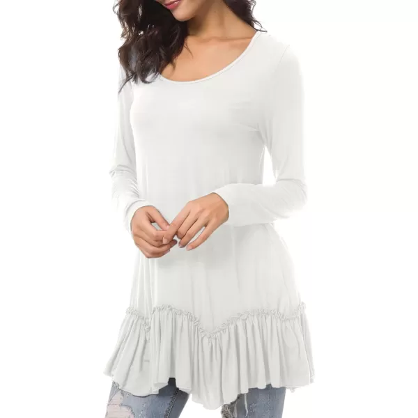 Urban CoCo Womens Casual Tshirt Solid Long Sleeve Tunic TopsWhite