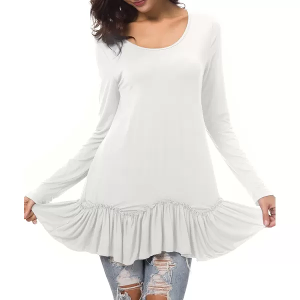 Urban CoCo Womens Casual Tshirt Solid Long Sleeve Tunic TopsWhite