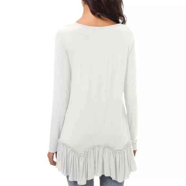 Urban CoCo Womens Casual Tshirt Solid Long Sleeve Tunic TopsWhite