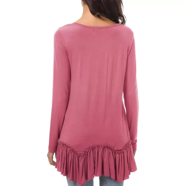 Urban CoCo Womens Casual Tshirt Solid Long Sleeve Tunic TopsWild Rose