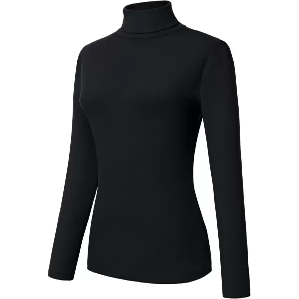 Urban CoCo Womens Turtleneck Slim Fitted Long Sleeve Sweatshirt Active Base Layer Tops ShirtsBlack