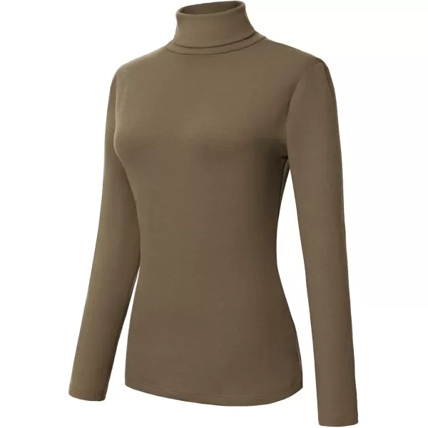 Urban CoCo Womens Turtleneck Slim Fitted Long Sleeve Sweatshirt Active Base Layer Tops ShirtsCamel