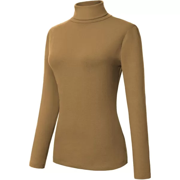 Urban CoCo Womens Turtleneck Slim Fitted Long Sleeve Sweatshirt Active Base Layer Tops ShirtsCashew